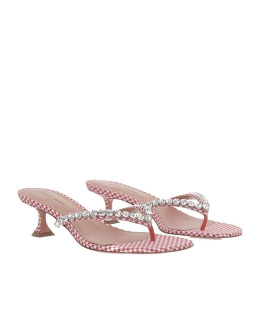 AMINA MUADDI Pink Gigi Satin Sandals