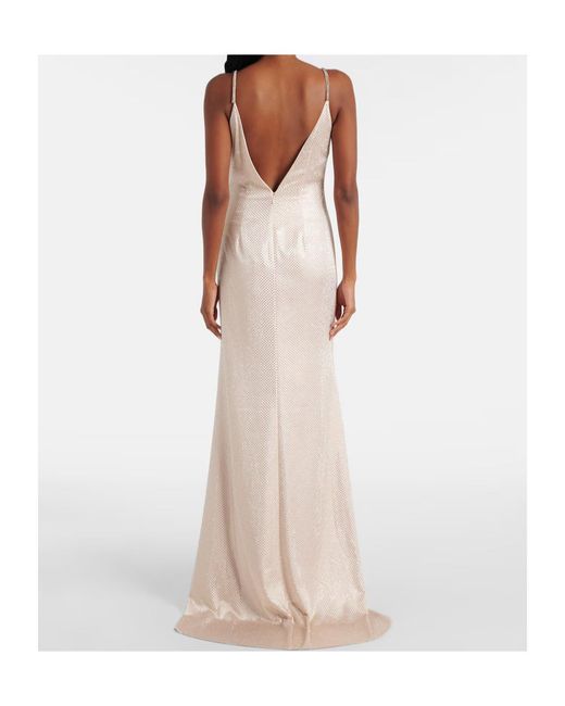 Roland Mouret Natural Embellished Satin Gown