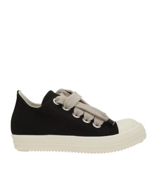 Rick Owens Black Lace-Up Low-Top Sneakers for men