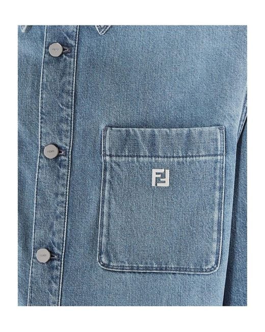 Fendi Light Denim Shirt in Blue for Men | Lyst