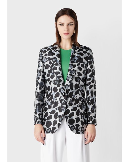 Giorgio Armani Gray Lapel Long-Sleeved Suit Jacket