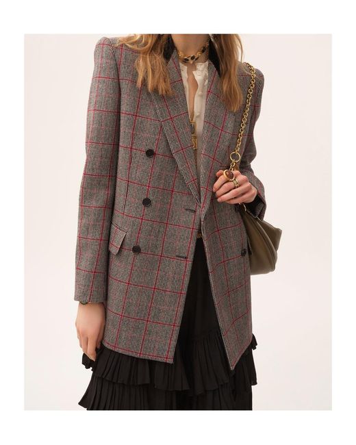Chloé Gray Chloé Checkered Button-Up Jacket