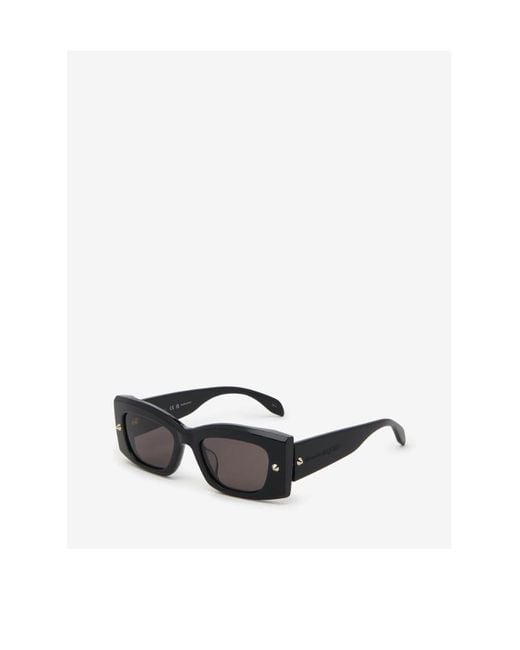 McQueen White Eyewear Rectangle Frame Sunglasses