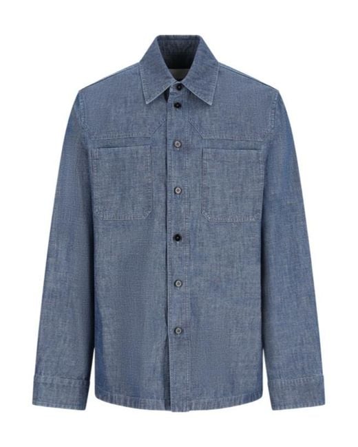 Jil Sander Blue Buttoned Long-Sleeved Shirt for men