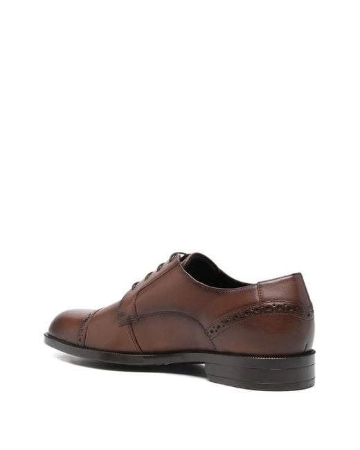 Boss Brown Brogue Leather Oxford Shoes for men