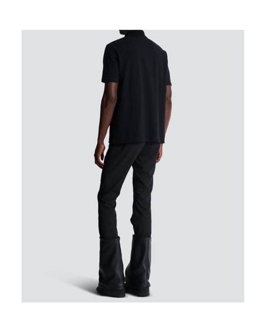 Balmain Black Logo Patch Polo Shirt for men
