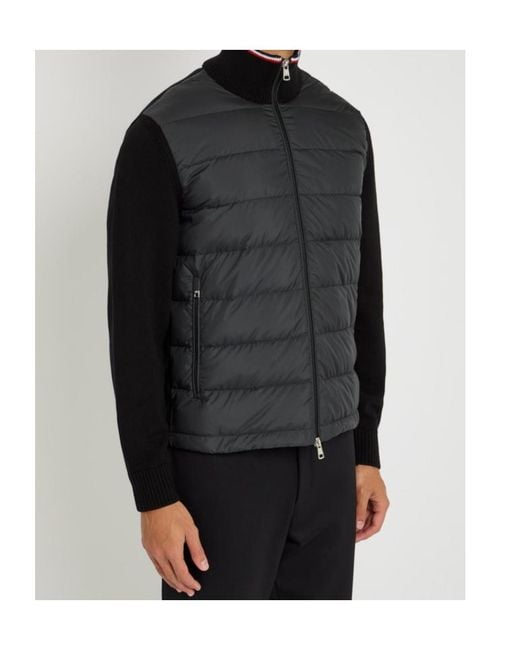 Moncler Black Quilted Shell And Knit Jacket for men