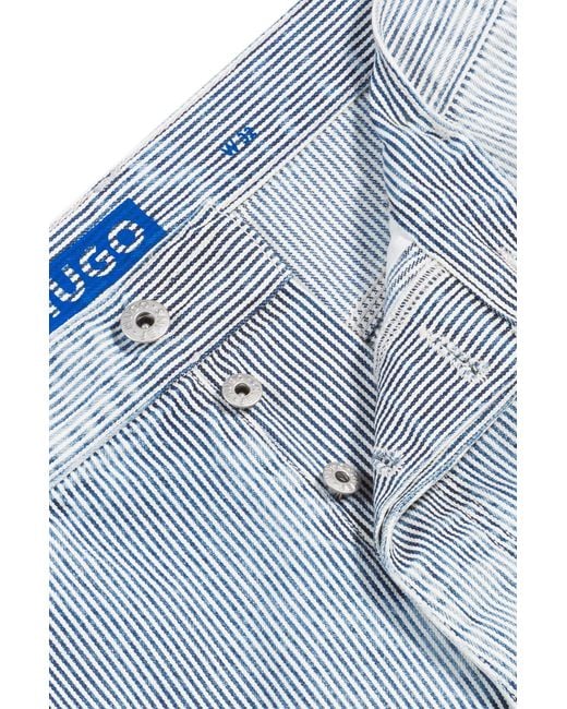 Boss Blue Striped-Pattern Cargo Shorts for men