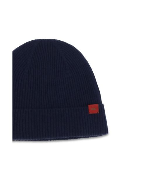 Kiton Blue Ribbed-Knit Beanie Hat for men