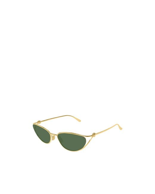 Bottega Veneta Green Eyewear Cat Eye Frame Sunglasses