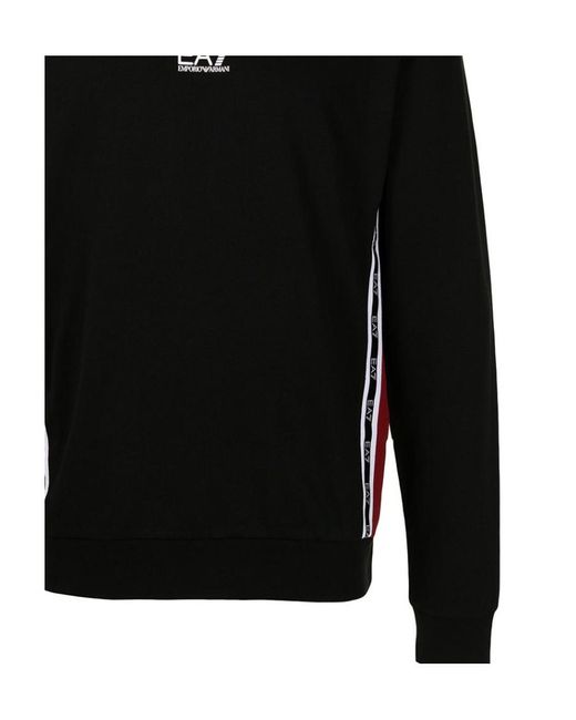 EA7 Black Logo-Print Cotton Sweatshirt for men