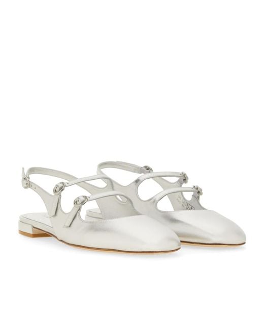 Stuart Weitzman White Benni Mary Jane Slingback Flat Shoes