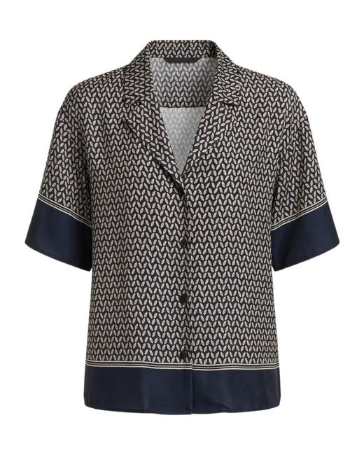 Peserico Gray Pattern-Printed Short-Sleeved Shirt