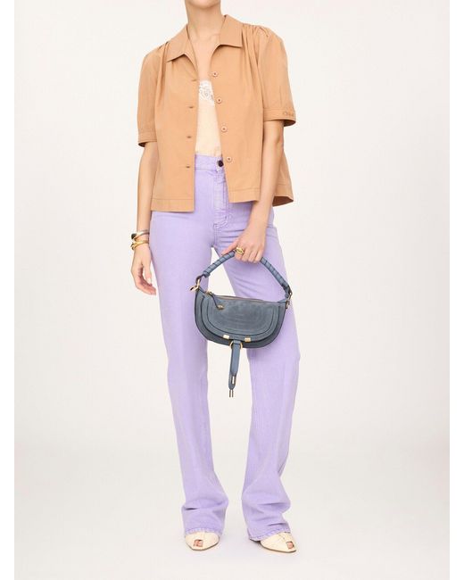 Chloé Blue Chloé Mini Marcie Suede Shoulder Bag