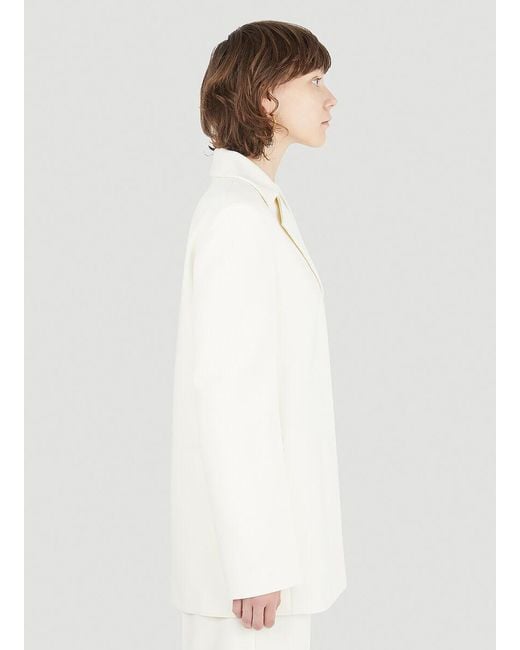 Jil Sander White Padded Shoulder Tailored Blazer