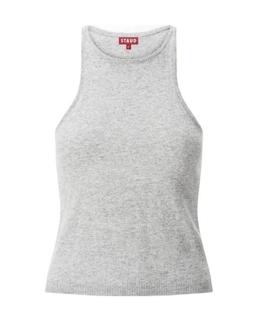 Staud Gray Ayana Ribbed-Knit Tank Top