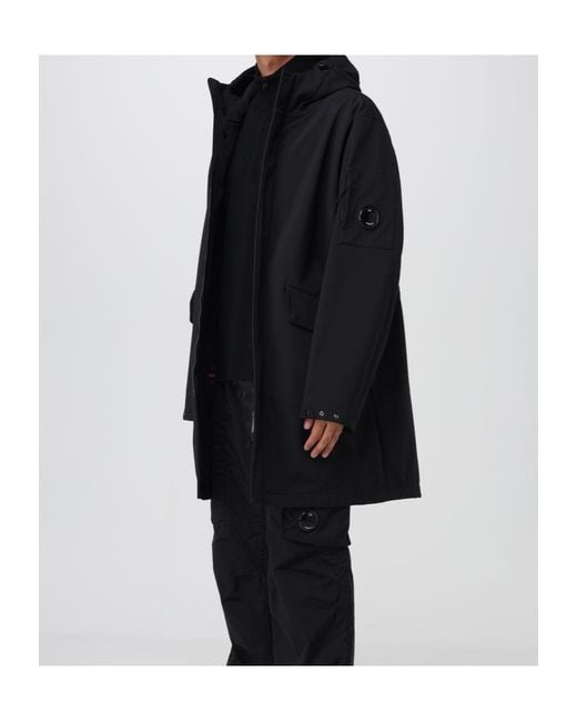 C P Company Black Lens-Detail Hooded Jacket for men