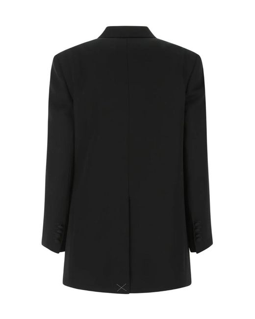 Lanvin Black Single Breasted Cropped-Sleeve Blazer