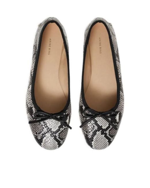 Anine Bing Gray Jamie Embossed Ballerina Shoes