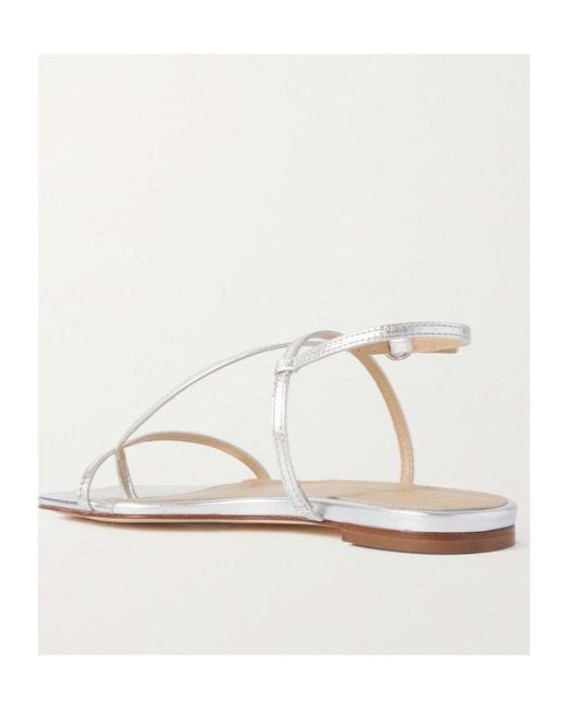 Aeyde White Square Toe Flat Sandals