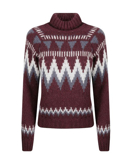 Eleventy Women's Red High-Necked Knitted Sweater