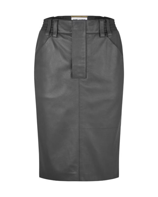 Saint Laurent Gray Large Pocket Pencil Skirt