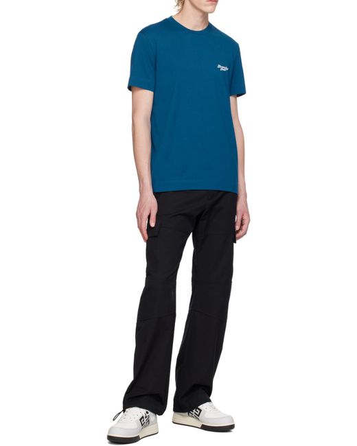 Givenchy Blue Logo Embroidered Crewneck T-Shirt for men