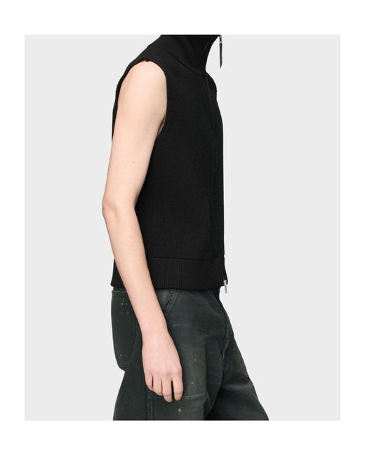 Maison Margiela Black Zip Knit Gilet for men