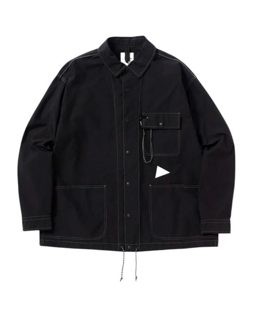 and wander Men's Black Cordura Cotton Ripped Shirt Jacket