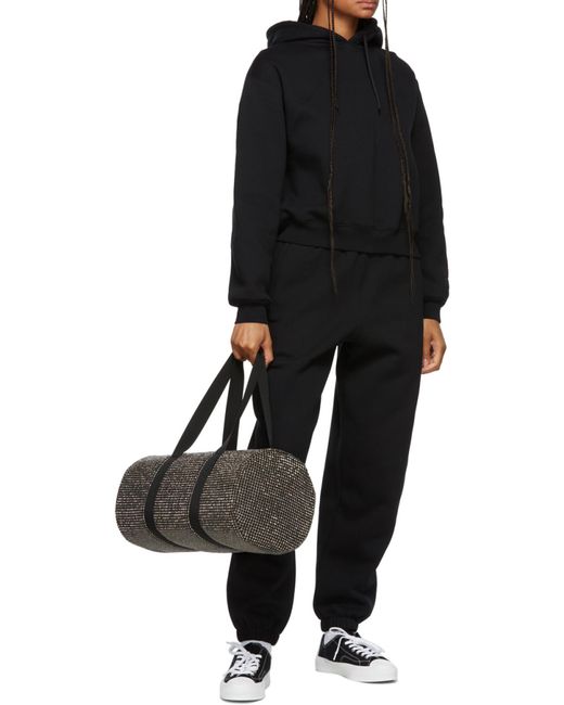 T By Alexander Wang Black Alexander Wang Logo Printed Elasticated Waist Pants