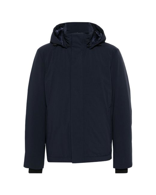 Woolrich Blue Padded Detachable Hooded Jacket for men