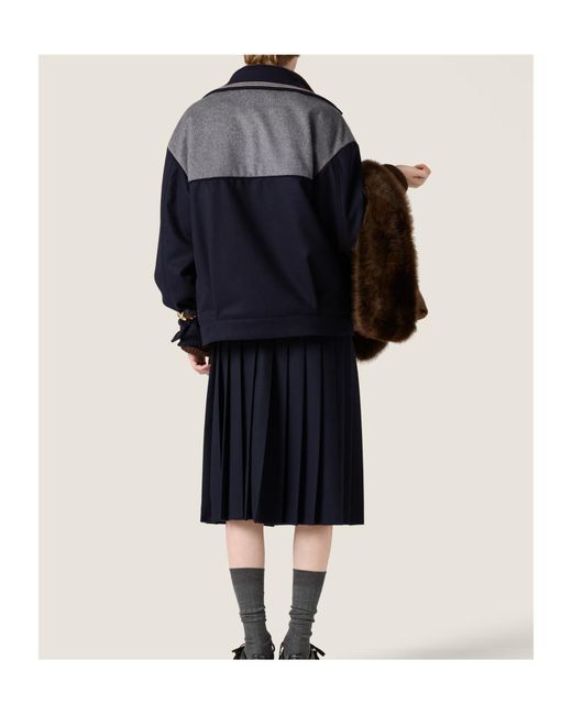 Miu Miu Blue Wool-Cashmere Bomber Jacket