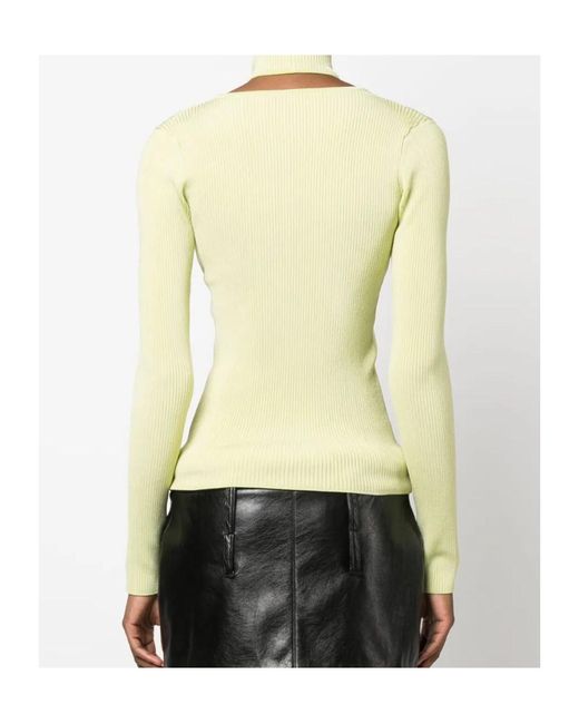 Coperni Yellow Cut-Out Ribbed-Knit Jumper