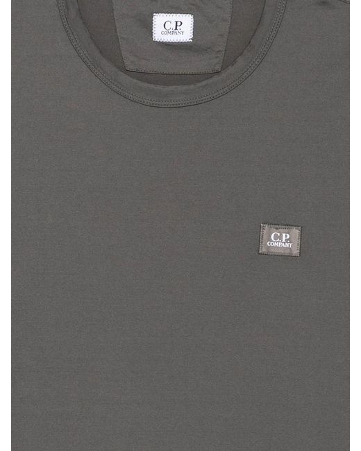 C P Company Gray Logo Patch Crewneck T-Shirt for men