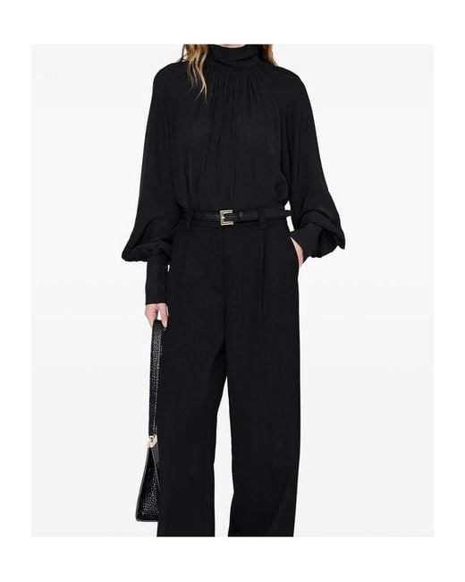 Anine Bing Black Anne High-Neck Blouse