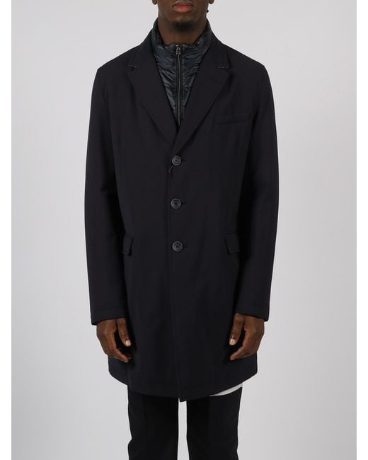 Herno Blue Single-Breasted Coat for men