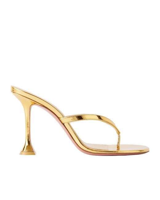 AMINA MUADDI Juliette 95 Metallic Leather Thong Sandals