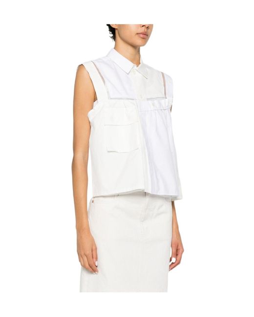 Sacai White Deconstructed Asymmetric Top