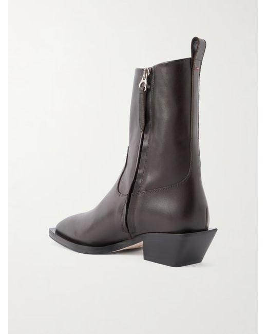 Aeyde Black Solid Color Leather Ankle Boots
