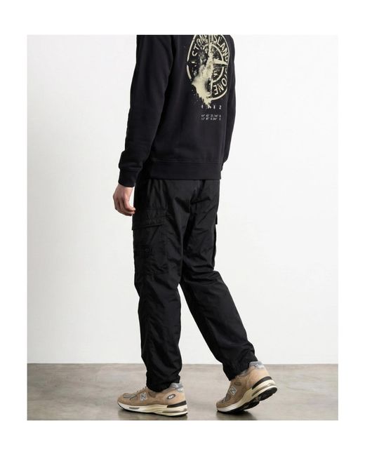 Stone Island Black Straight Leg Cargo Pants for men
