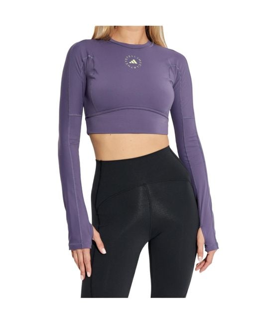 Adidas By Stella McCartney Purple Short Crewneck Training T-Shirt