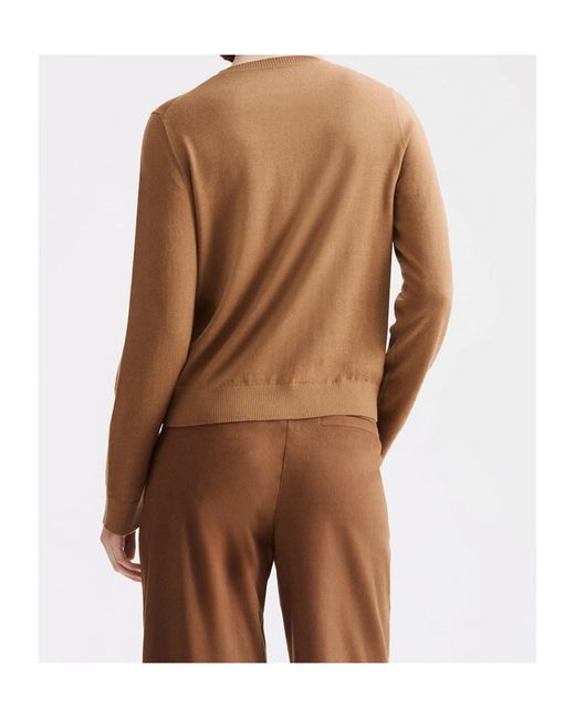 Marella Brown Button-Front Long-Sleeve Knit Top