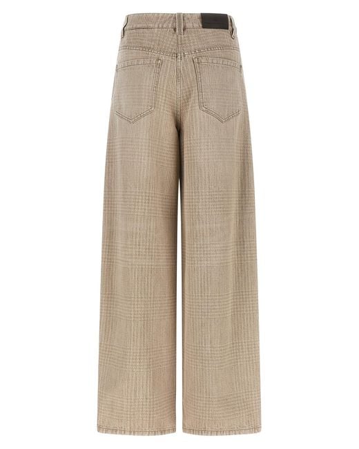 Brunello Cucinelli Natural Monile-Detail Wide Barrel Jeans
