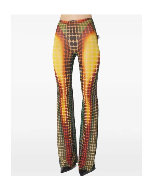 Jean Paul Gaultier Orange Optical Print Flared Pants