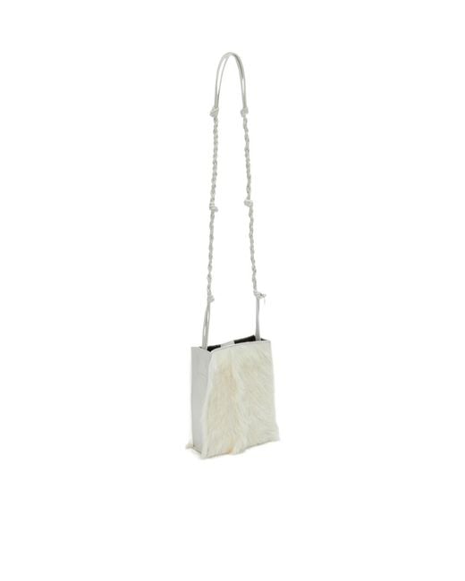 Jil Sander White Tangle Shearling Small Crossbody Bag