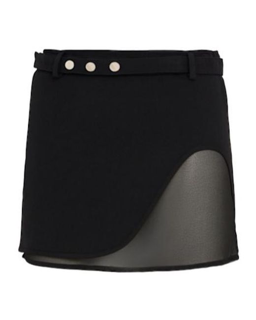The Attico Black Viscose Blend Belted Mini Skirt