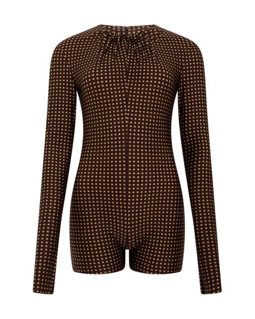 Philosophy Di Lorenzo Serafini Brown Fitted Polka-Dot Jumpsuit
