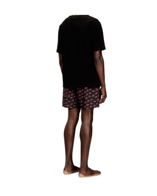 DIESEL Black Cherry Printed Kit James Two Piece Pyjamas for men