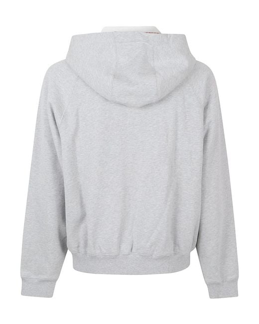 Versace Gray Logo-Embroidered Zipped Hoodie for men