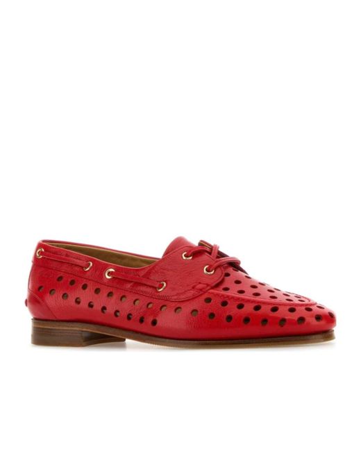 Bally Red Party Pierced Lace-Up Shoes